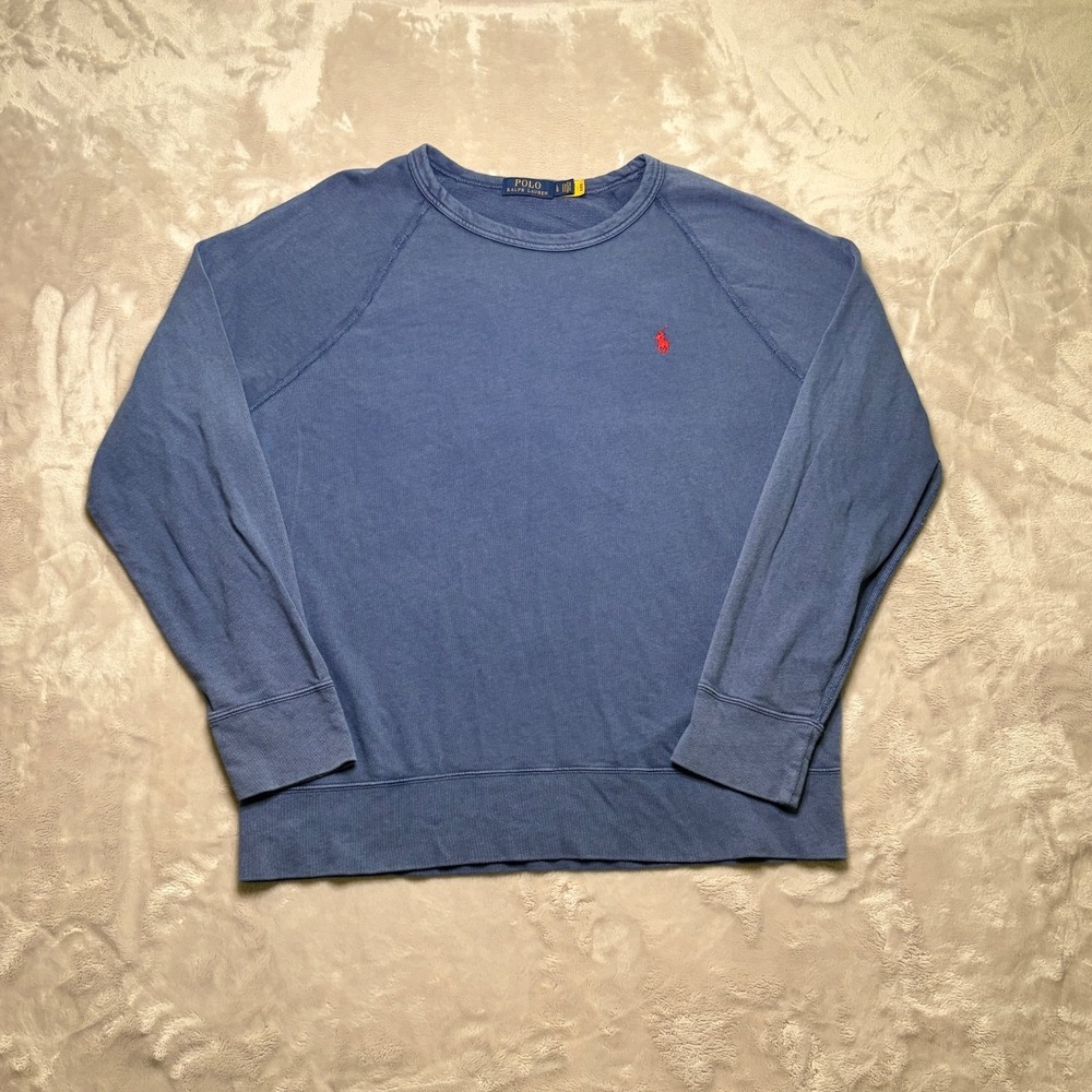 Polo Ralph Lauren Spa Terry Crewneck Sweatshirt Mens L Blue Long Sleeve Preppy